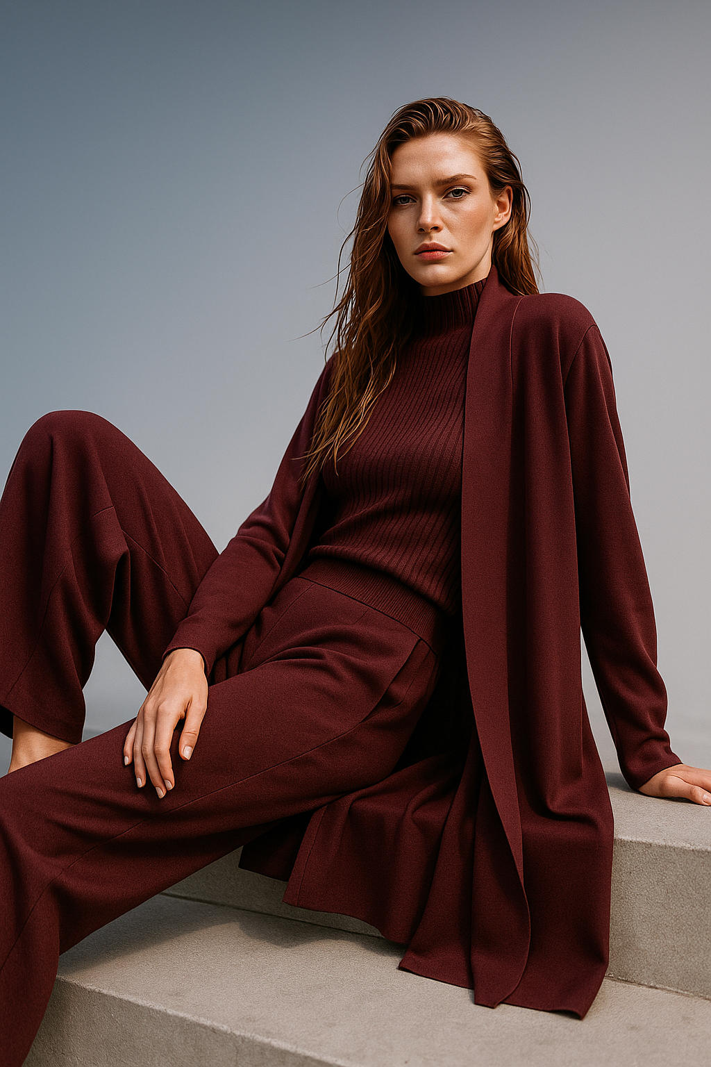 Knit Lounge Set for Women - Soft Cotton Fabric - Comfortable Casual Wear - Perfect for Relaxing or Lounging at Home