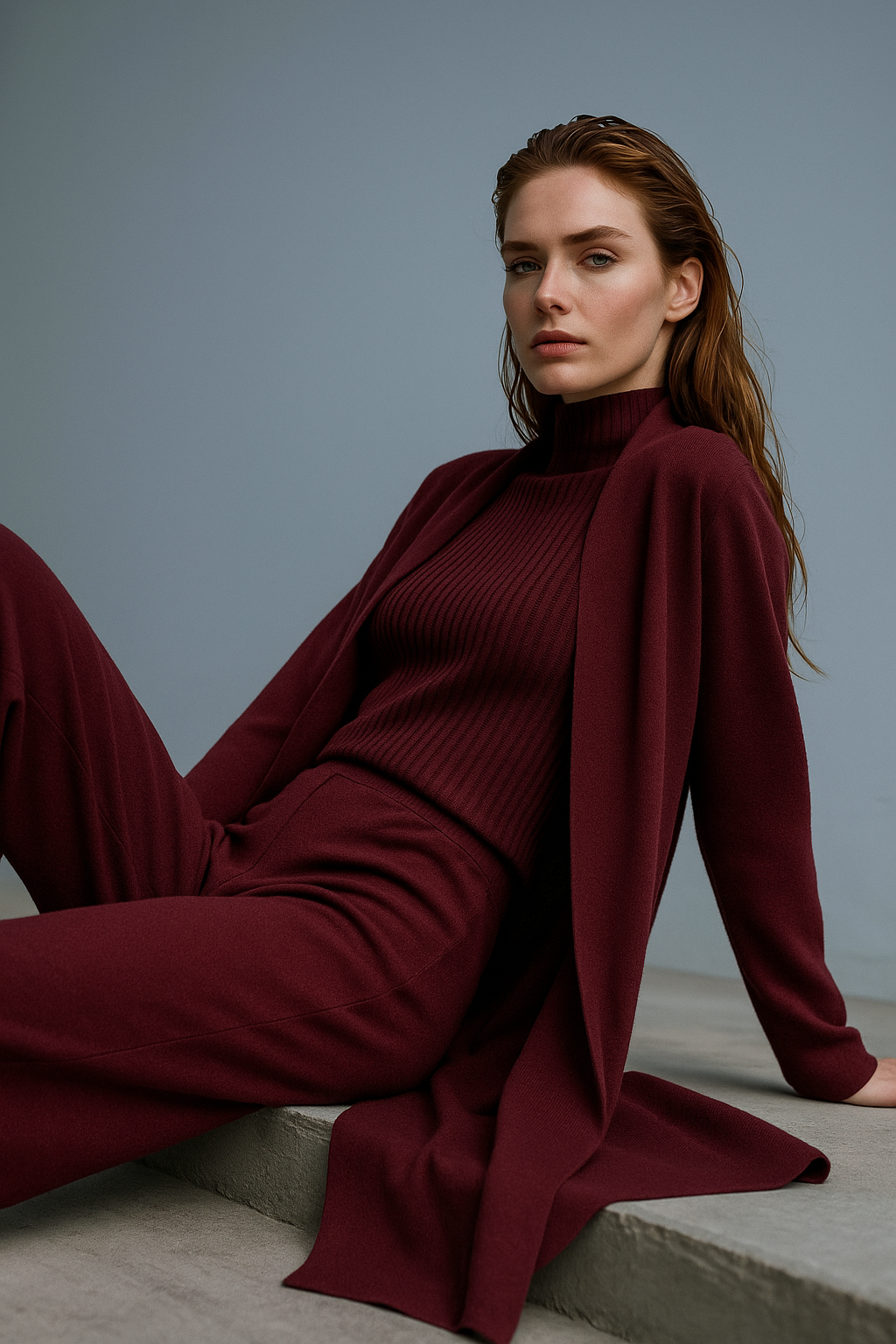 Knit Lounge Set for Women - Soft Cotton Fabric - Comfortable Casual Wear - Perfect for Relaxing or Lounging at Home