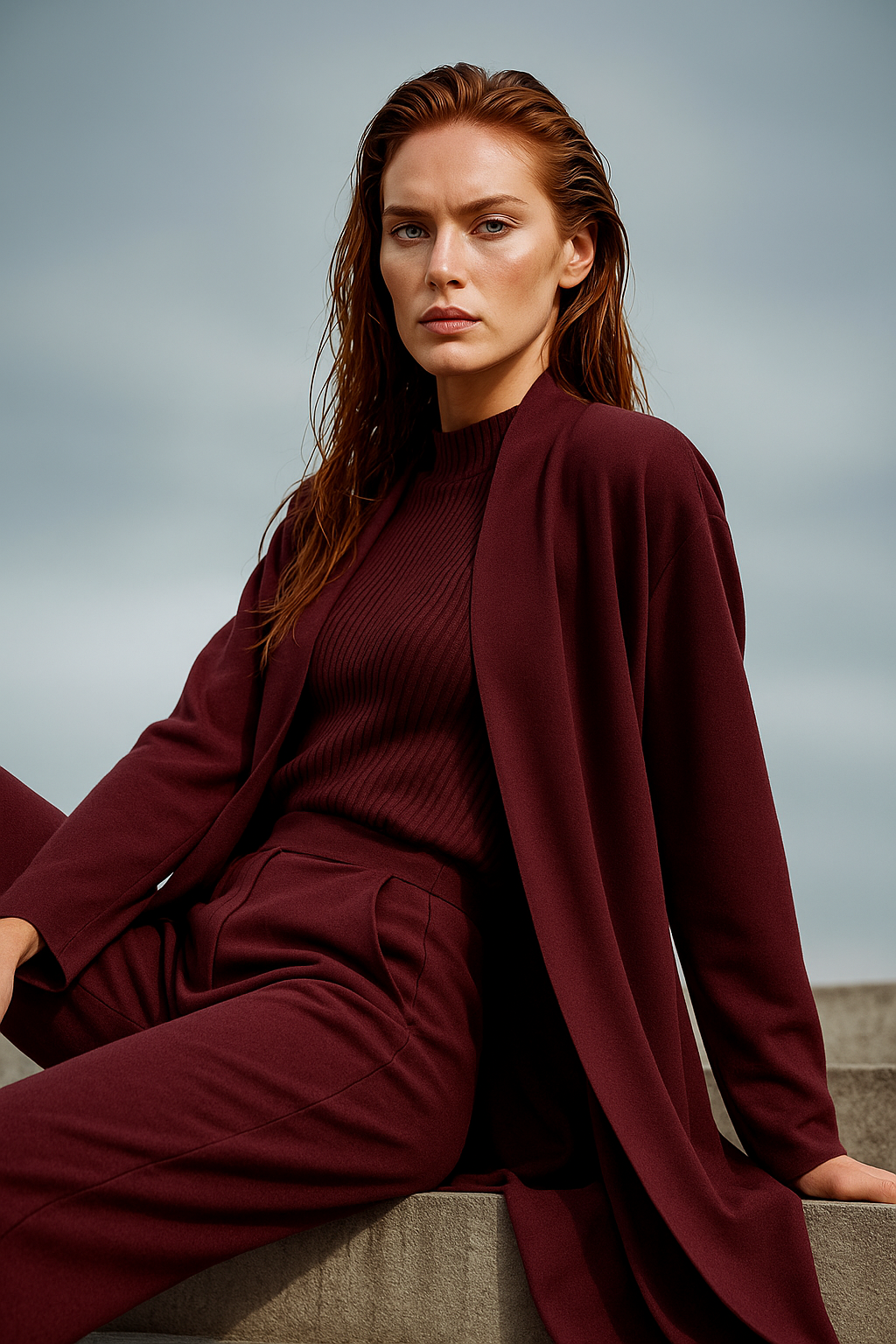 Knit Lounge Set for Women - Soft Cotton Fabric - Comfortable Casual Wear - Perfect for Relaxing or Lounging at Home