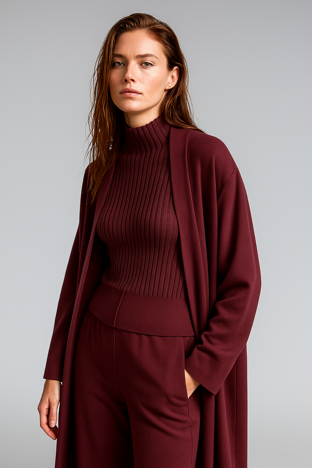 Knit Lounge Set for Women - Soft Cotton Fabric - Comfortable Casual Wear - Perfect for Relaxing or Lounging at Home