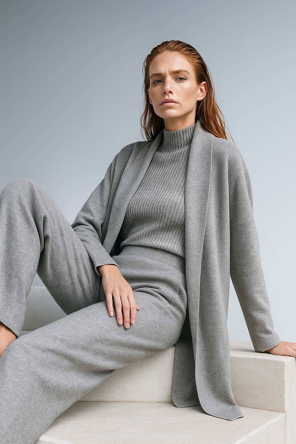 Knit Lounge Set for Women - Soft Cotton Fabric - Comfortable Casual Wear - Perfect for Relaxing or Lounging at Home