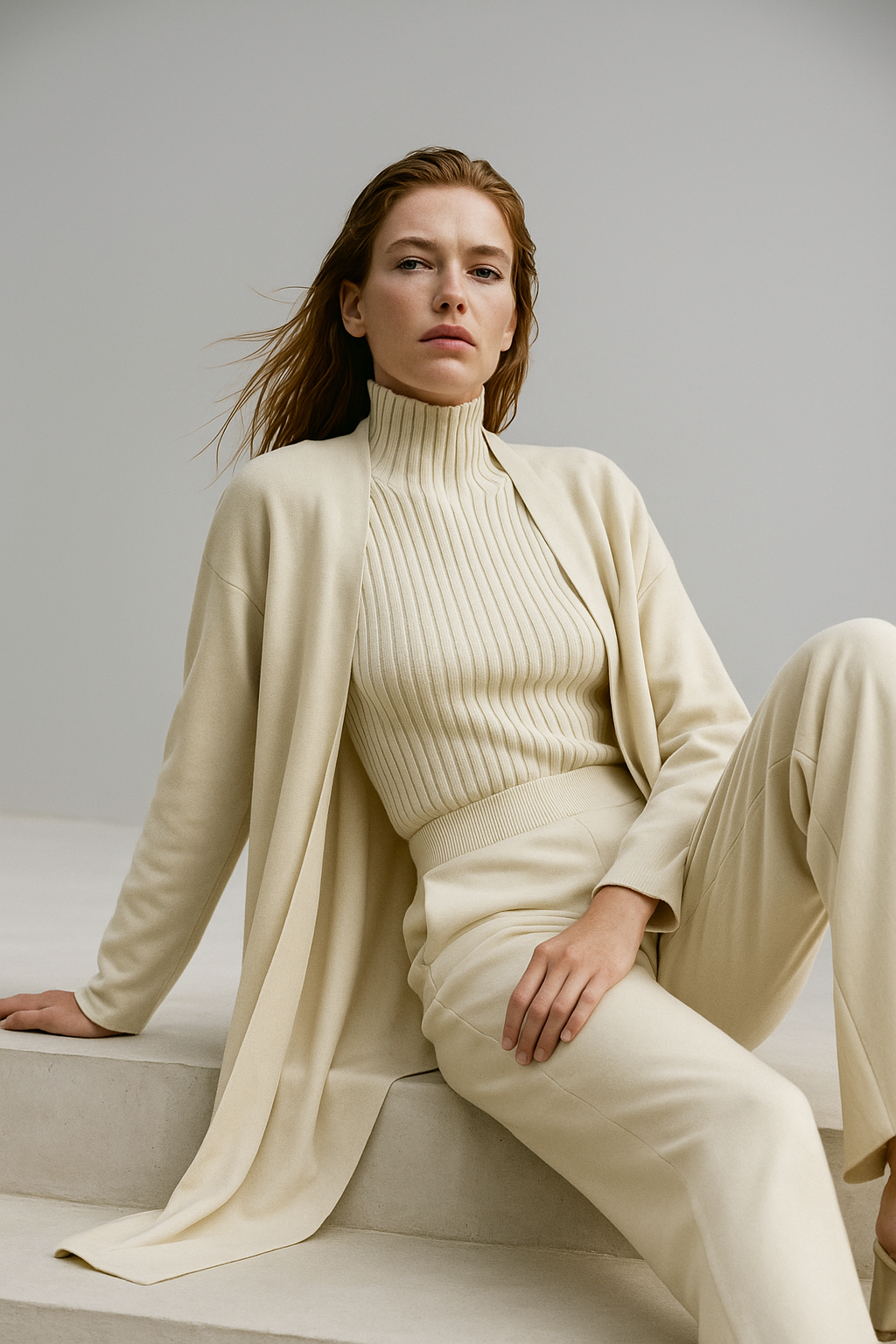 Knit Lounge Set for Women - Soft Cotton Fabric - Comfortable Casual Wear - Perfect for Relaxing or Lounging at Home