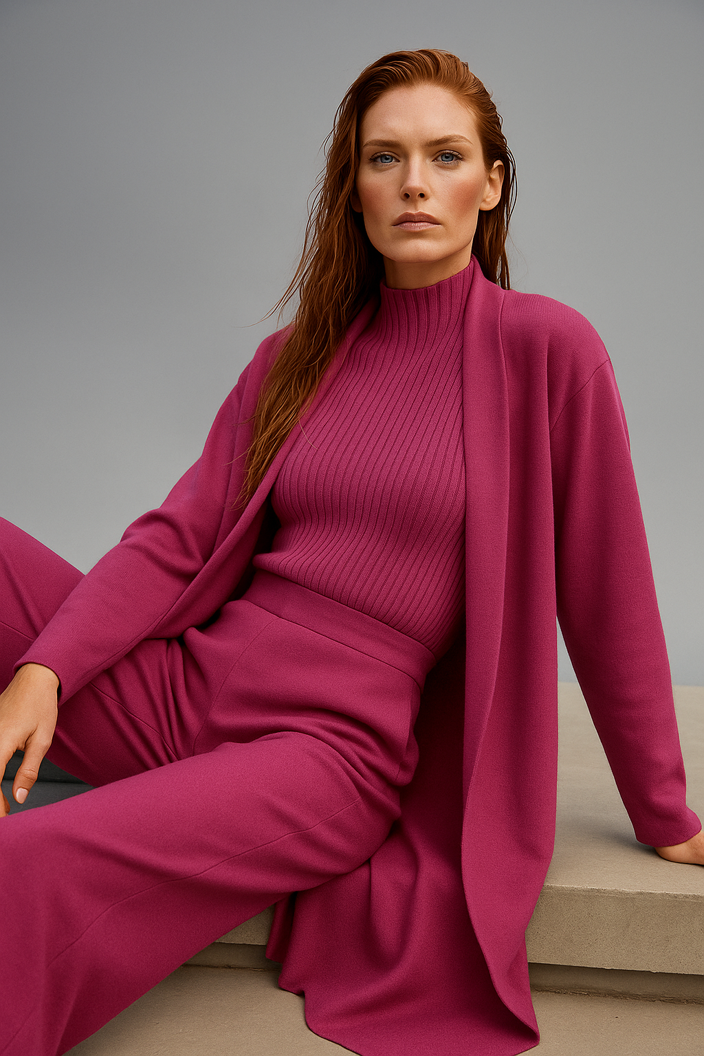 Knit Lounge Set for Women - Soft Cotton Fabric - Comfortable Casual Wear - Perfect for Relaxing or Lounging at Home