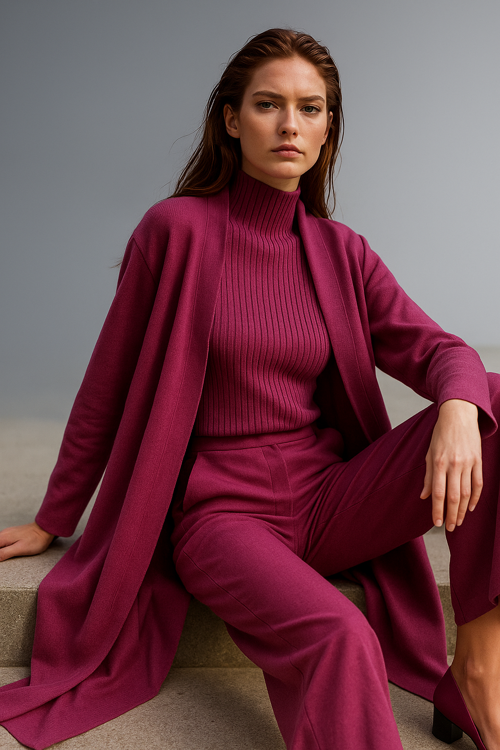 Knit Lounge Set for Women - Soft Cotton Fabric - Comfortable Casual Wear - Perfect for Relaxing or Lounging at Home