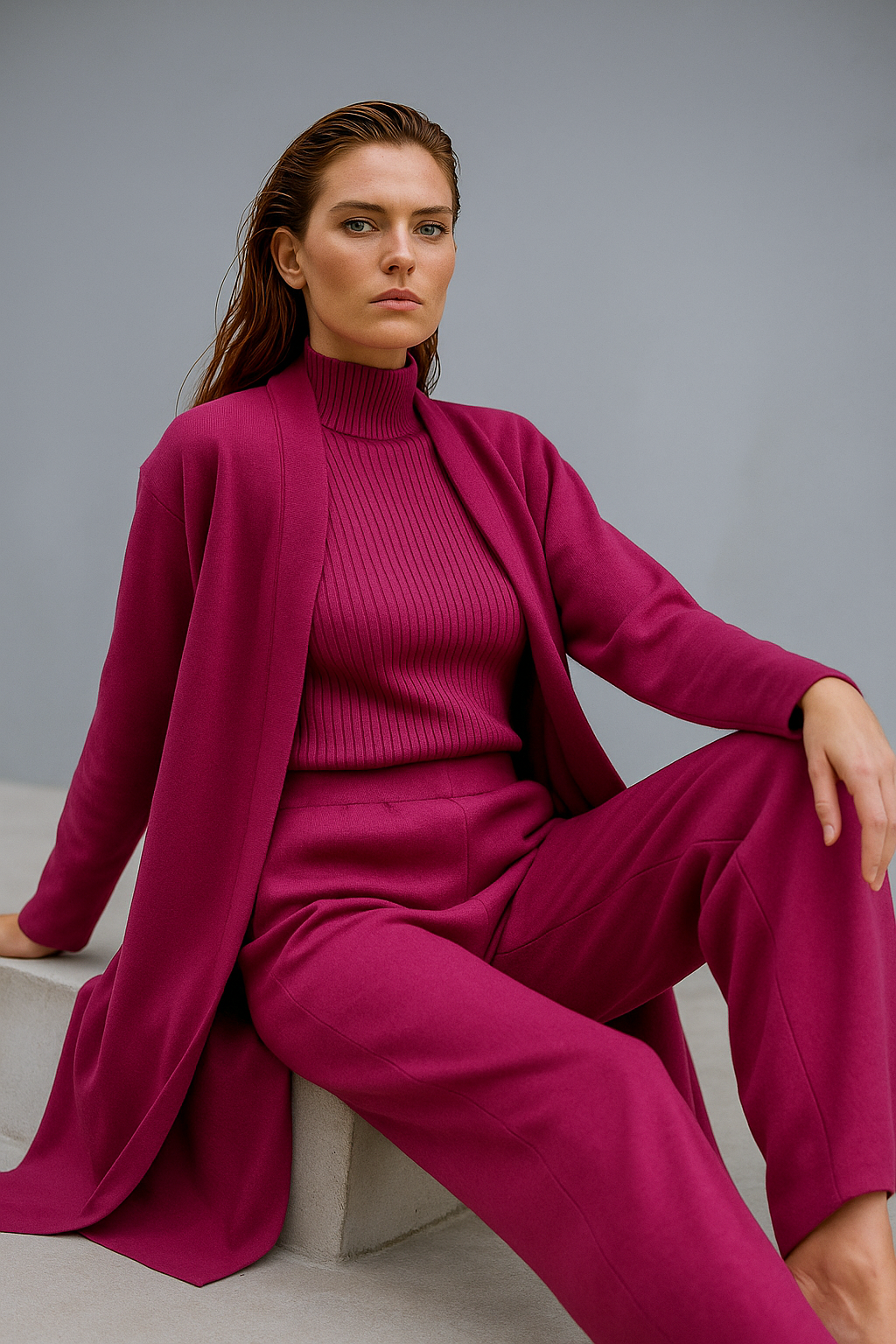 Knit Lounge Set for Women - Soft Cotton Fabric - Comfortable Casual Wear - Perfect for Relaxing or Lounging at Home