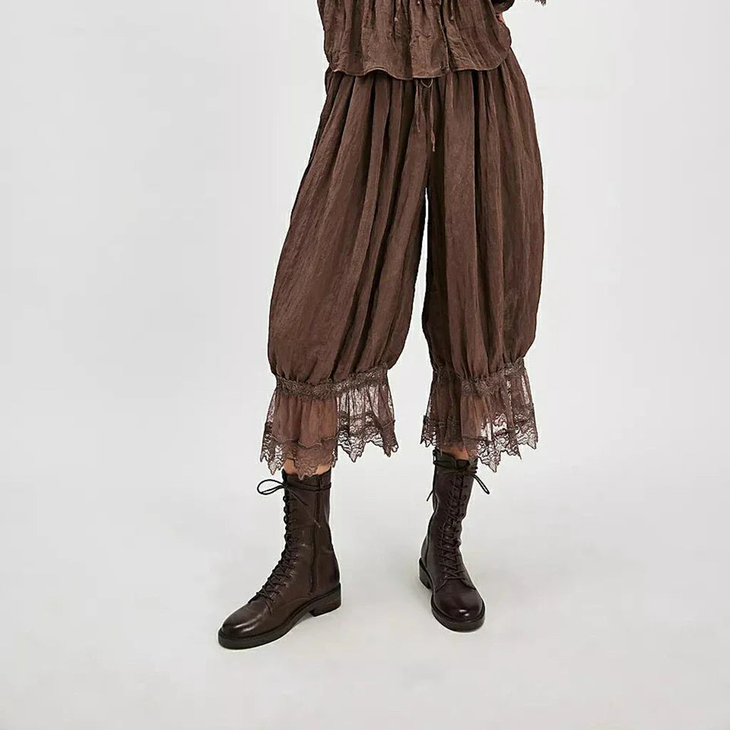 Lace Lantern Pants for Women - Elegant Lace Detail - Casual Chic Trousers - Perfect for Parties and Special Occasions