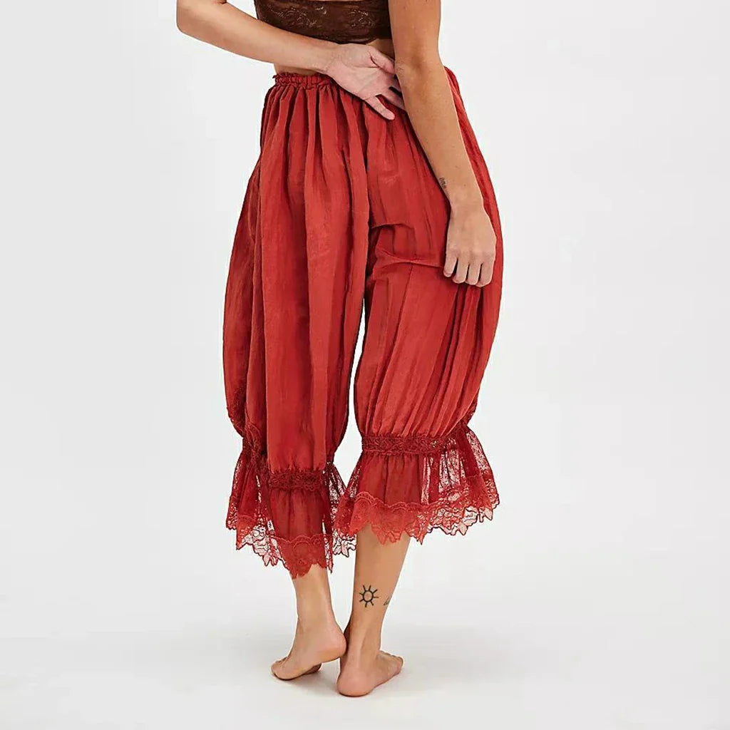Lace Lantern Pants for Women - Elegant Lace Detail - Casual Chic Trousers - Perfect for Parties and Special Occasions