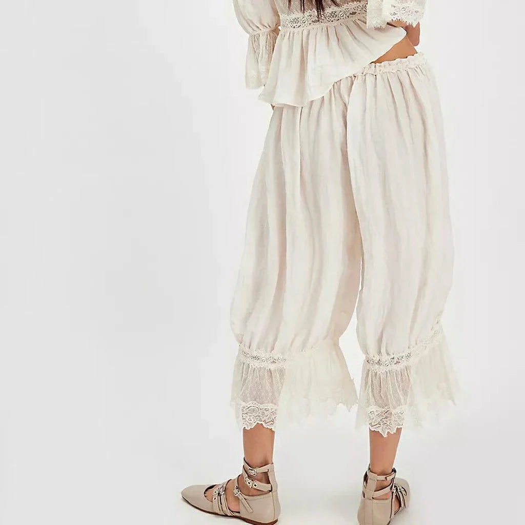 Lace Lantern Pants for Women - Elegant Lace Detail - Casual Chic Trousers - Perfect for Parties and Special Occasions