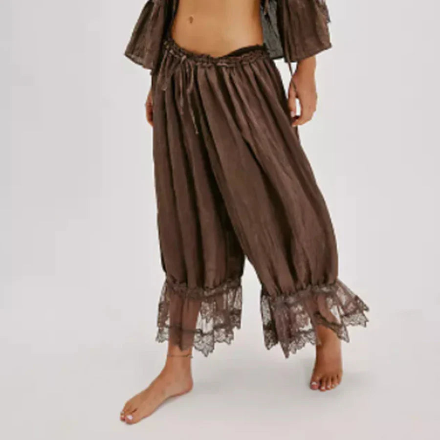 Lace Lantern Pants for Women - Elegant Lace Detail - Casual Chic Trousers - Perfect for Parties and Special Occasions