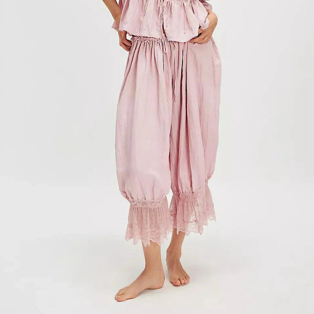 Lace Lantern Pants for Women - Elegant Lace Detail - Casual Chic Trousers - Perfect for Parties and Special Occasions