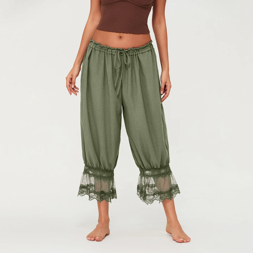 Lace Lantern Pants for Women - Elegant Lace Detail - Casual Chic Trousers - Perfect for Parties and Special Occasions