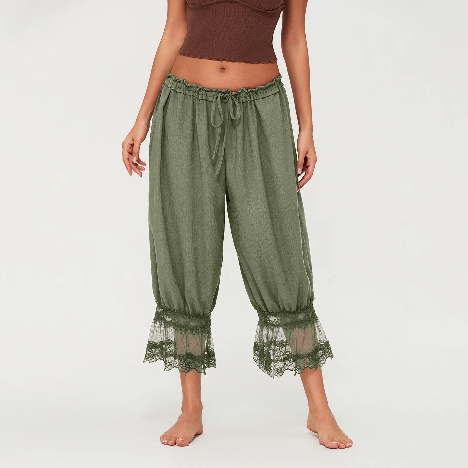 Lace Lantern Pants for Women - Elegant Lace Detail - Casual Chic Trousers - Perfect for Parties and Special Occasions