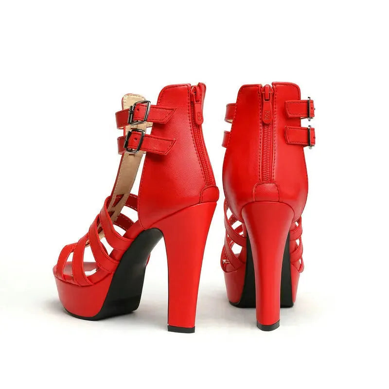 Lacey Strapped Platform Heels for Women - Elegant Lace Design - Perfect for Parties and Special Occasions