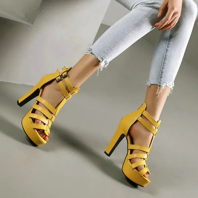 Lacey Strapped Platform Heels for Women - Elegant Lace Design - Perfect for Parties and Special Occasions