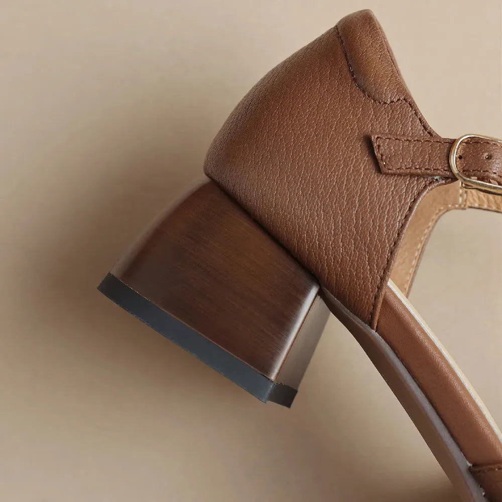 Leather Braided Ankle Strap Mid Heel Pumps for Women - Stylish Footwear for Casual and Formal Occasions