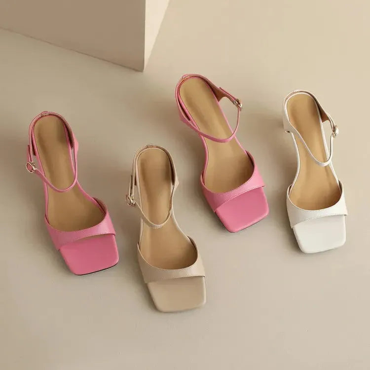 Leather Heel Mules for Women - Stylish Rosa Belle Design - Elegant Footwear for Casual and Formal Occasions