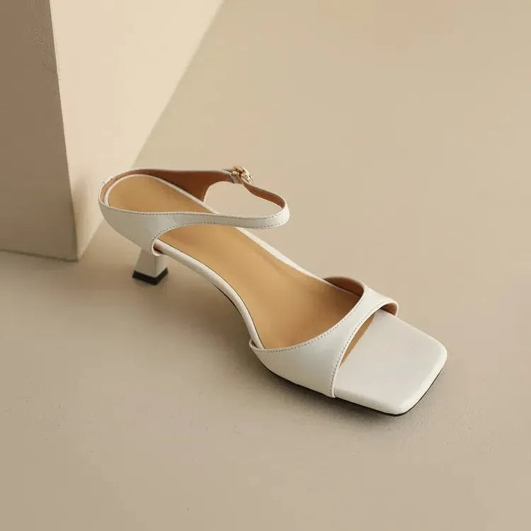 Leather Heel Mules for Women - Stylish Rosa Belle Design - Elegant Footwear for Casual and Formal Occasions