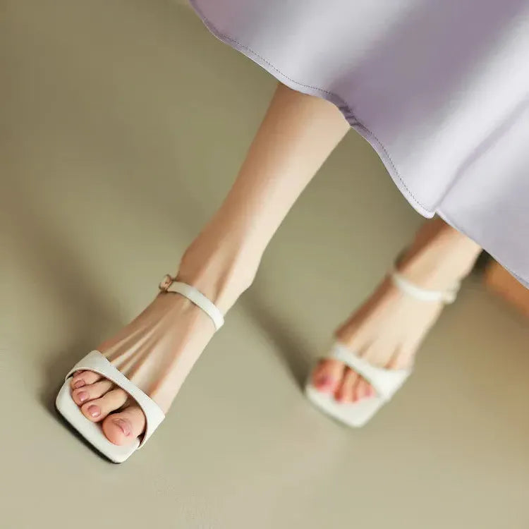 Leather Heel Mules for Women - Stylish Rosa Belle Design - Elegant Footwear for Casual and Formal Occasions