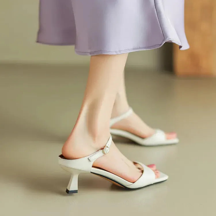 Leather Heel Mules for Women - Stylish Rosa Belle Design - Elegant Footwear for Casual and Formal Occasions