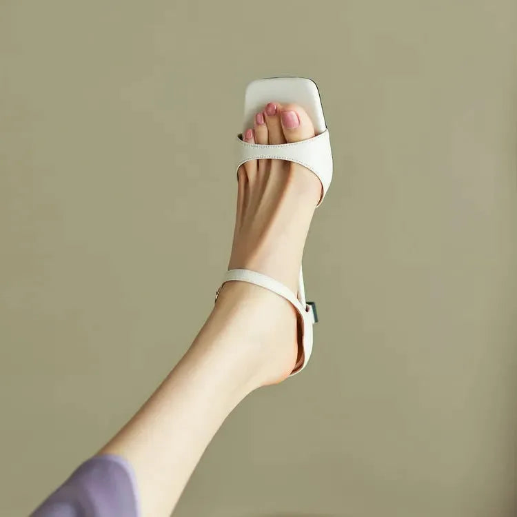 Leather Heel Mules for Women - Stylish Rosa Belle Design - Elegant Footwear for Casual and Formal Occasions