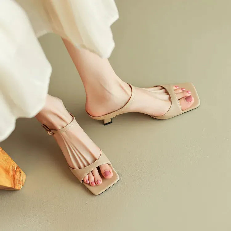 Leather Heel Mules for Women - Stylish Rosa Belle Design - Elegant Footwear for Casual and Formal Occasions