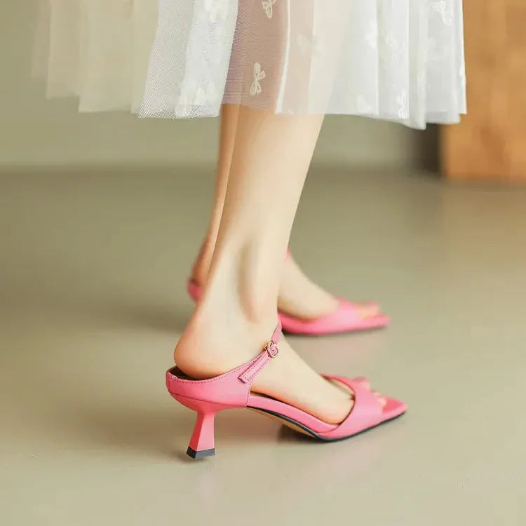 Leather Heel Mules for Women - Stylish Rosa Belle Design - Elegant Footwear for Casual and Formal Occasions