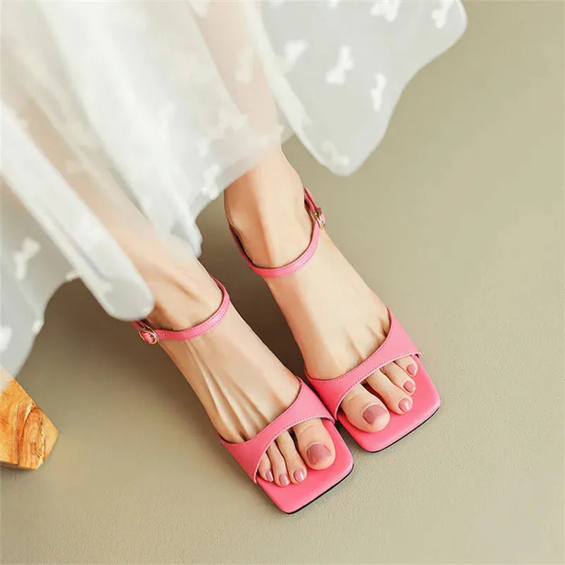 Leather Heel Mules for Women - Stylish Rosa Belle Design - Elegant Footwear for Casual and Formal Occasions