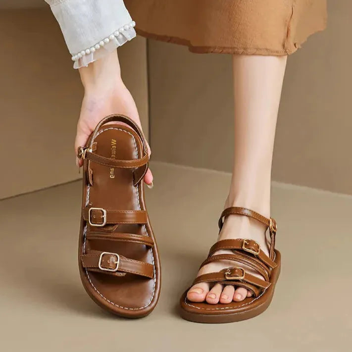 Leather Malibu Sandals for Women - Comfortable Summer Footwear with Adjustable Straps and Durable Sole