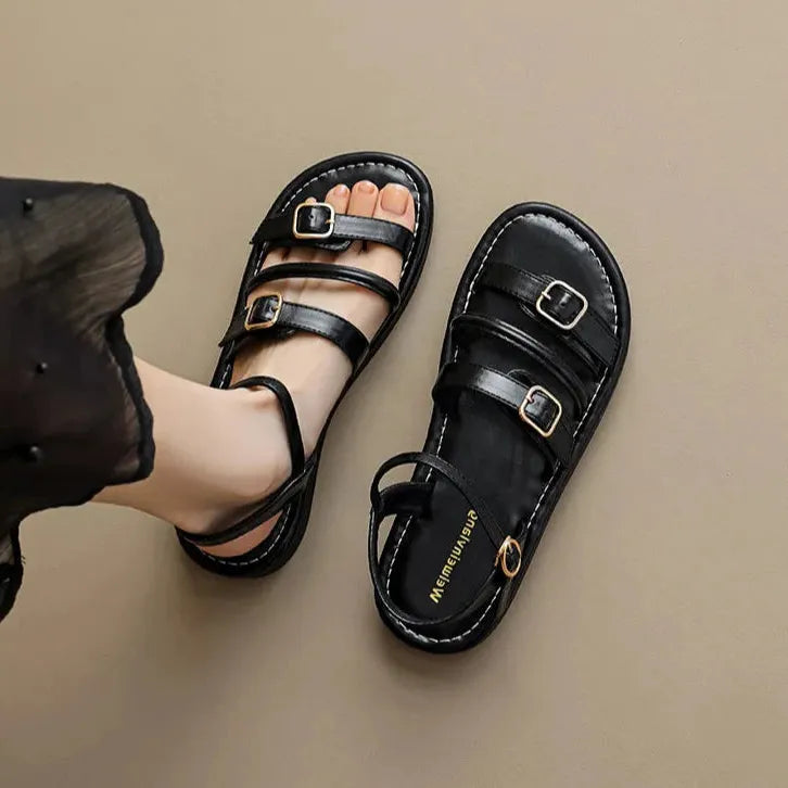 Leather Malibu Sandals for Women - Comfortable Summer Footwear with Adjustable Straps and Durable Sole