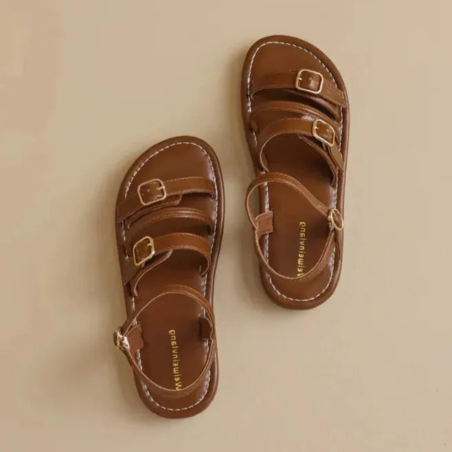 Leather Malibu Sandals for Women - Comfortable Summer Footwear with Adjustable Straps and Durable Sole