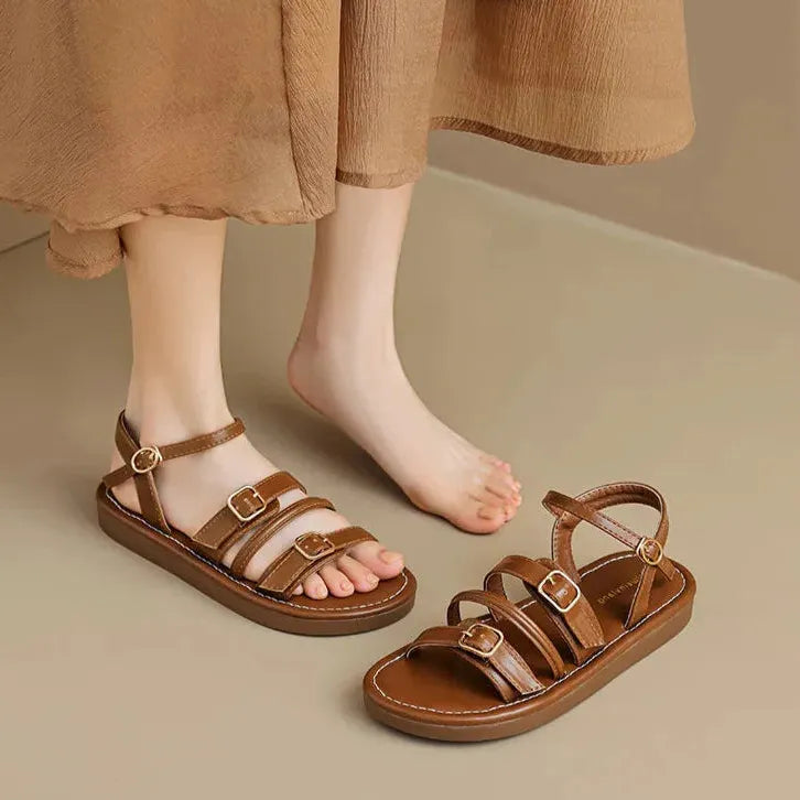Leather Malibu Sandals for Women - Comfortable Summer Footwear with Adjustable Straps and Durable Sole