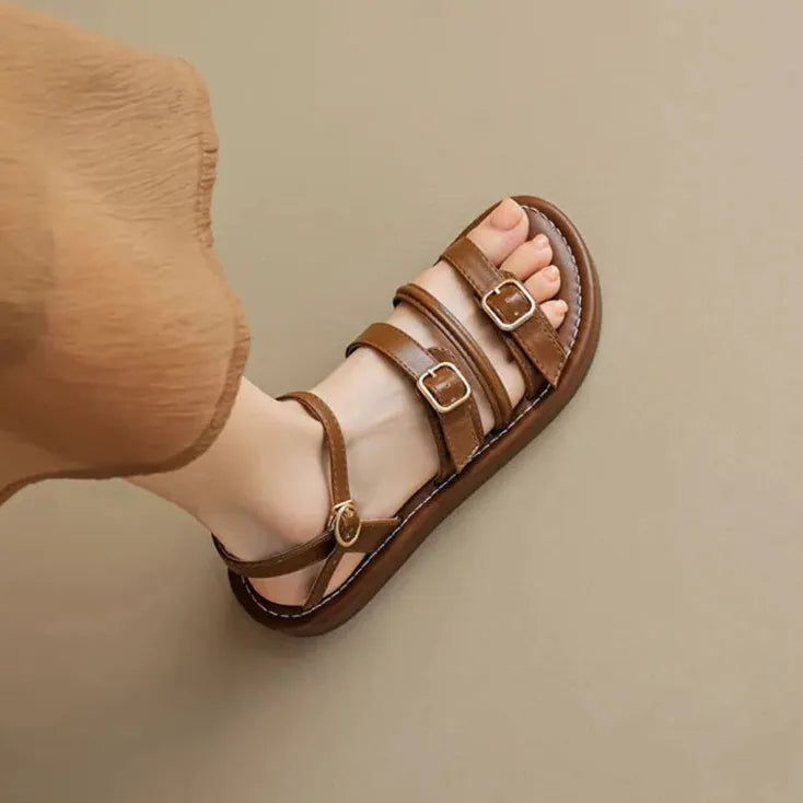 Leather Malibu Sandals for Women - Comfortable Summer Footwear with Adjustable Straps and Durable Sole