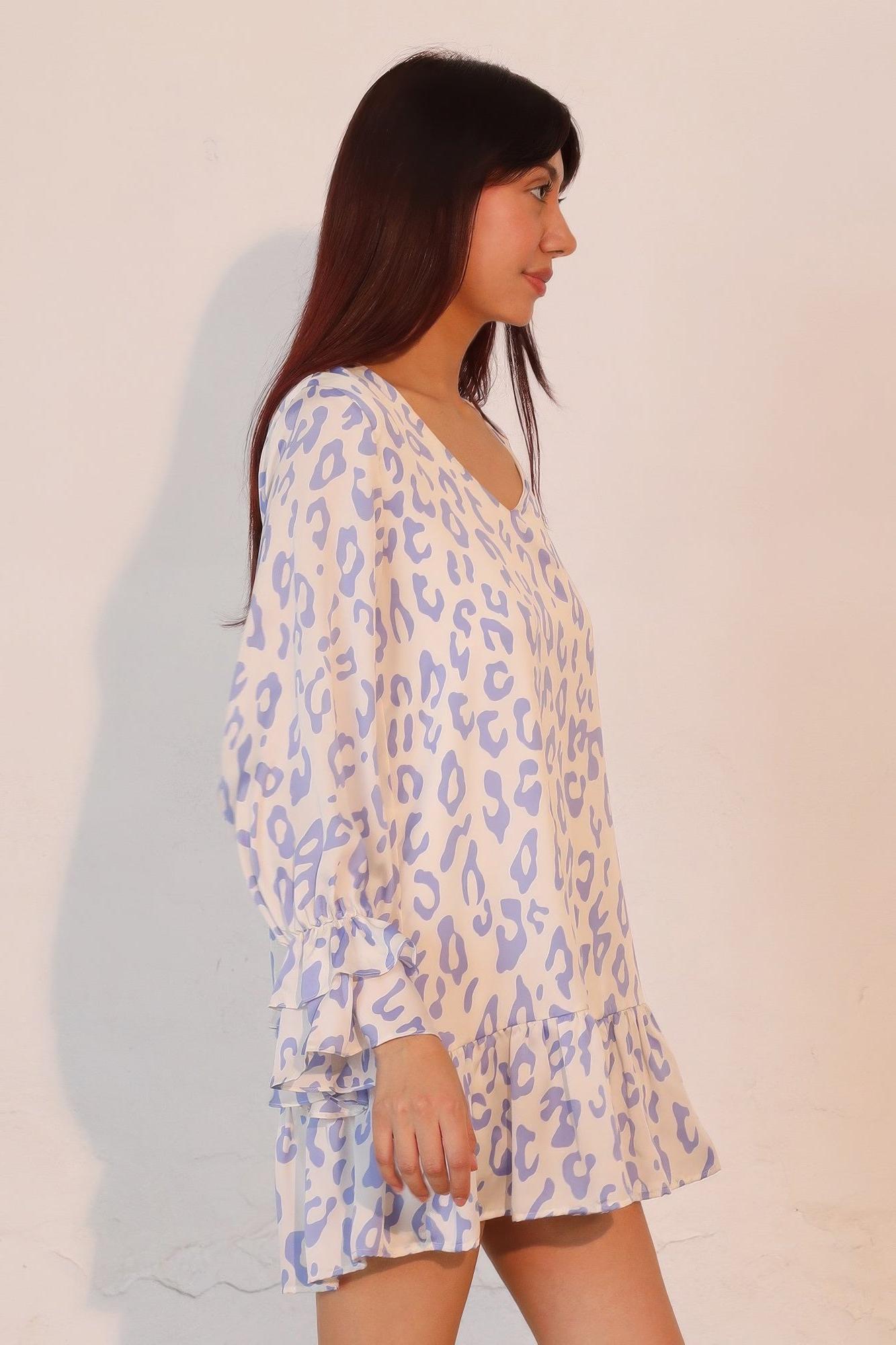 Leopard Print Ruffle Dress for Women - Lightweight Fabric, Casual Style, Perfect for Summer Outings and Parties