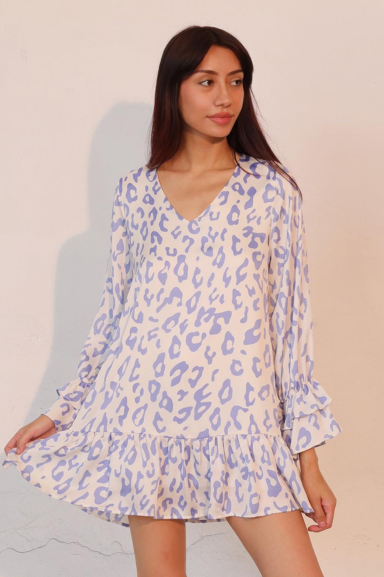 Leopard Print Ruffle Dress for Women - Lightweight Fabric, Casual Style, Perfect for Summer Outings and Parties