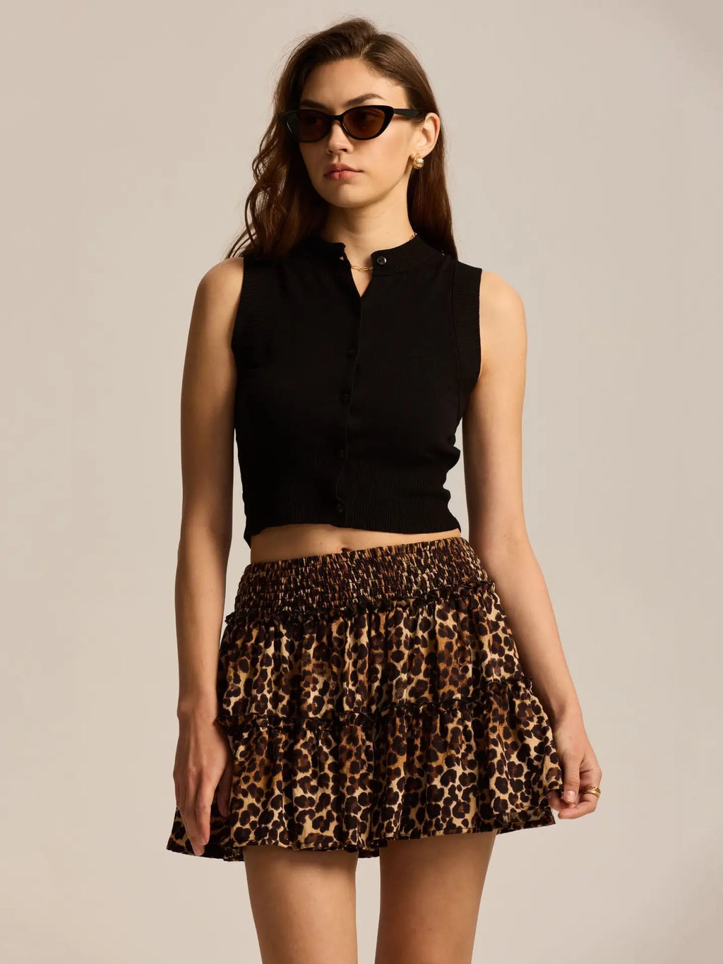 Leopard Print Ruffle Skirt - Lightweight Fabric - Casual Wear - Women's Fashion Skirt - Available in Multiple Sizes