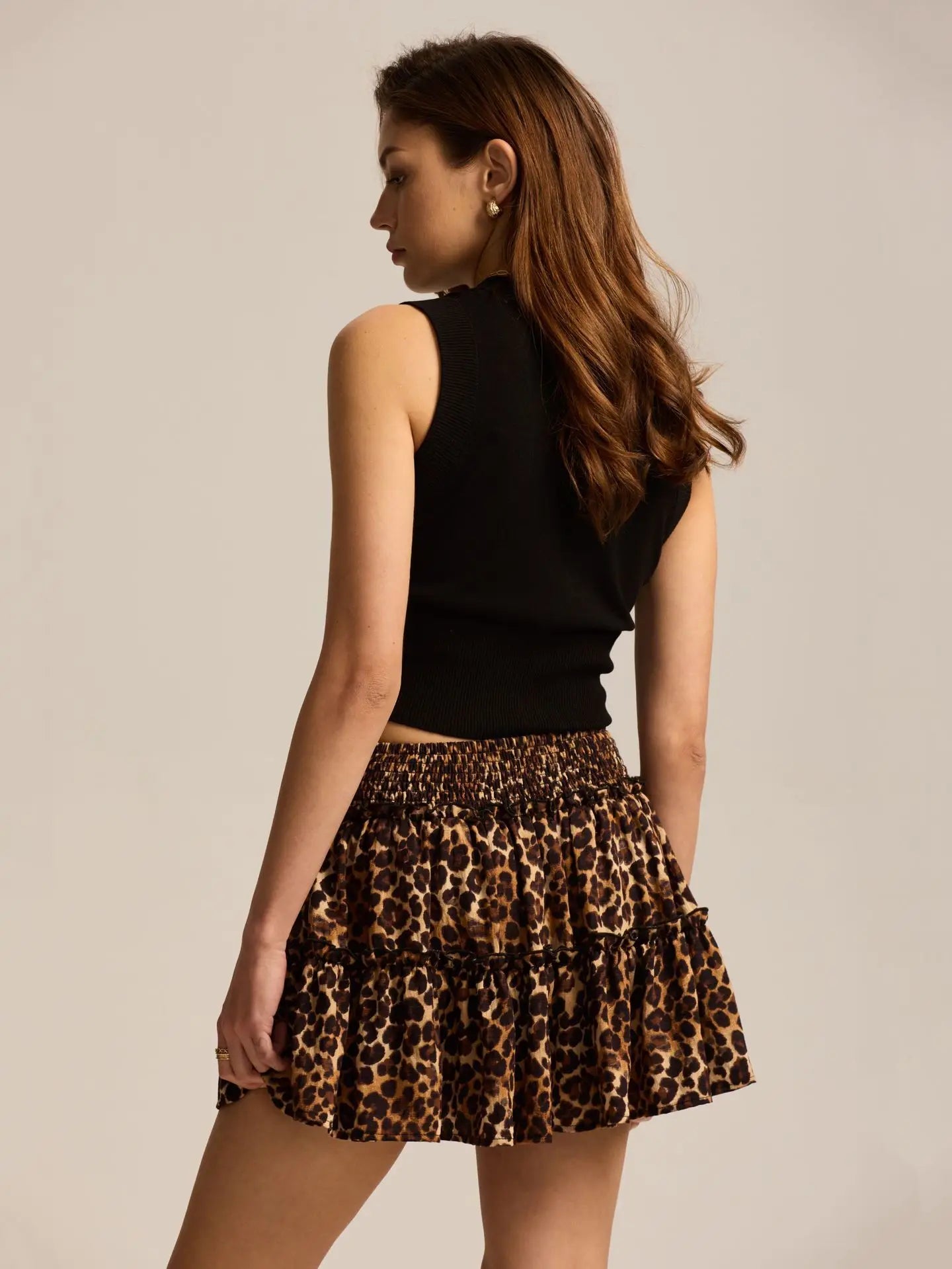 Leopard Print Ruffle Skirt - Lightweight Fabric - Casual Wear - Women's Fashion Skirt - Available in Multiple Sizes
