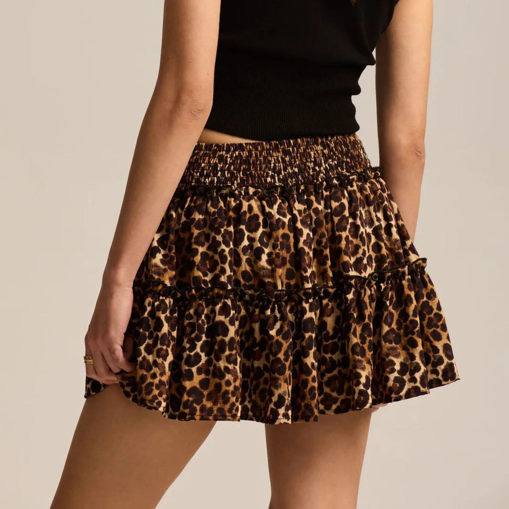 Leopard Print Ruffle Skirt - Lightweight Fabric - Casual Wear - Women's Fashion Skirt - Available in Multiple Sizes