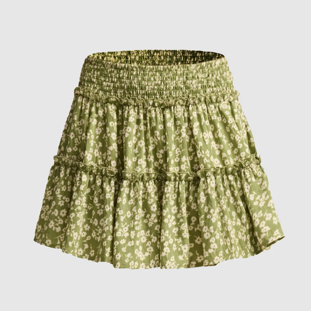 Leopard Print Ruffle Skirt - Lightweight Fabric - Casual Wear - Women's Fashion Skirt - Available in Multiple Sizes