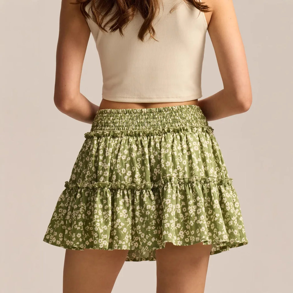 Leopard Print Ruffle Skirt - Lightweight Fabric - Casual Wear - Women's Fashion Skirt - Available in Multiple Sizes