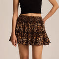 Leopard Print Ruffle Skirt - Lightweight Fabric - Casual Wear - Women's Fashion Skirt - Available in Multiple Sizes
