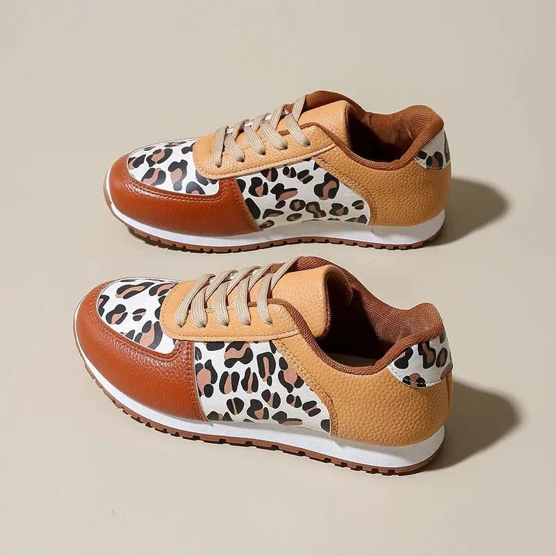 Leopard Print Running Shoes for Women - Lightweight Breathable Sneakers for Daily Exercise and Fitness Activities