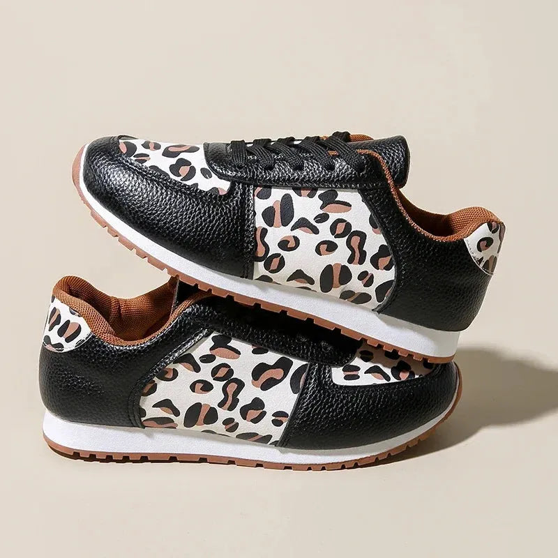 Leopard Print Running Shoes for Women - Lightweight Breathable Sneakers for Daily Exercise and Fitness Activities