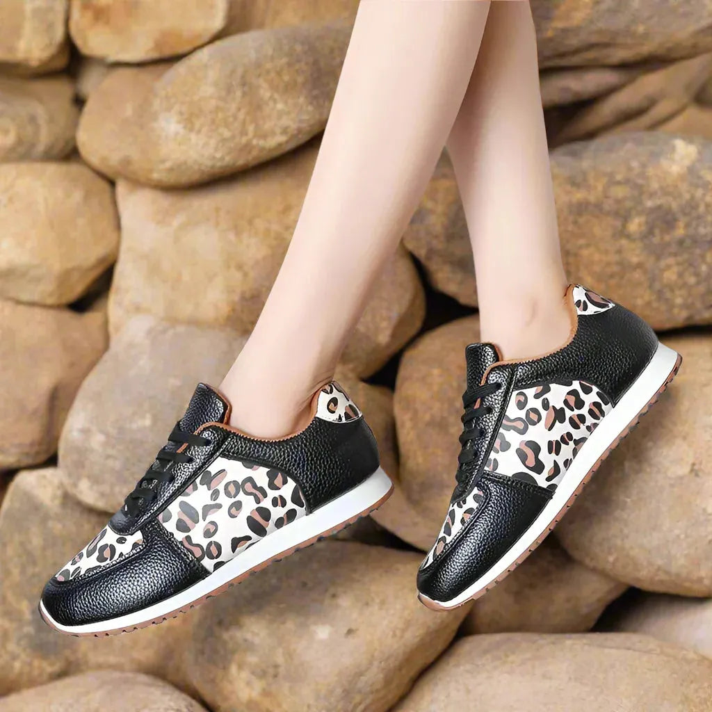 Leopard Print Running Shoes for Women - Lightweight Breathable Sneakers for Daily Exercise and Fitness Activities