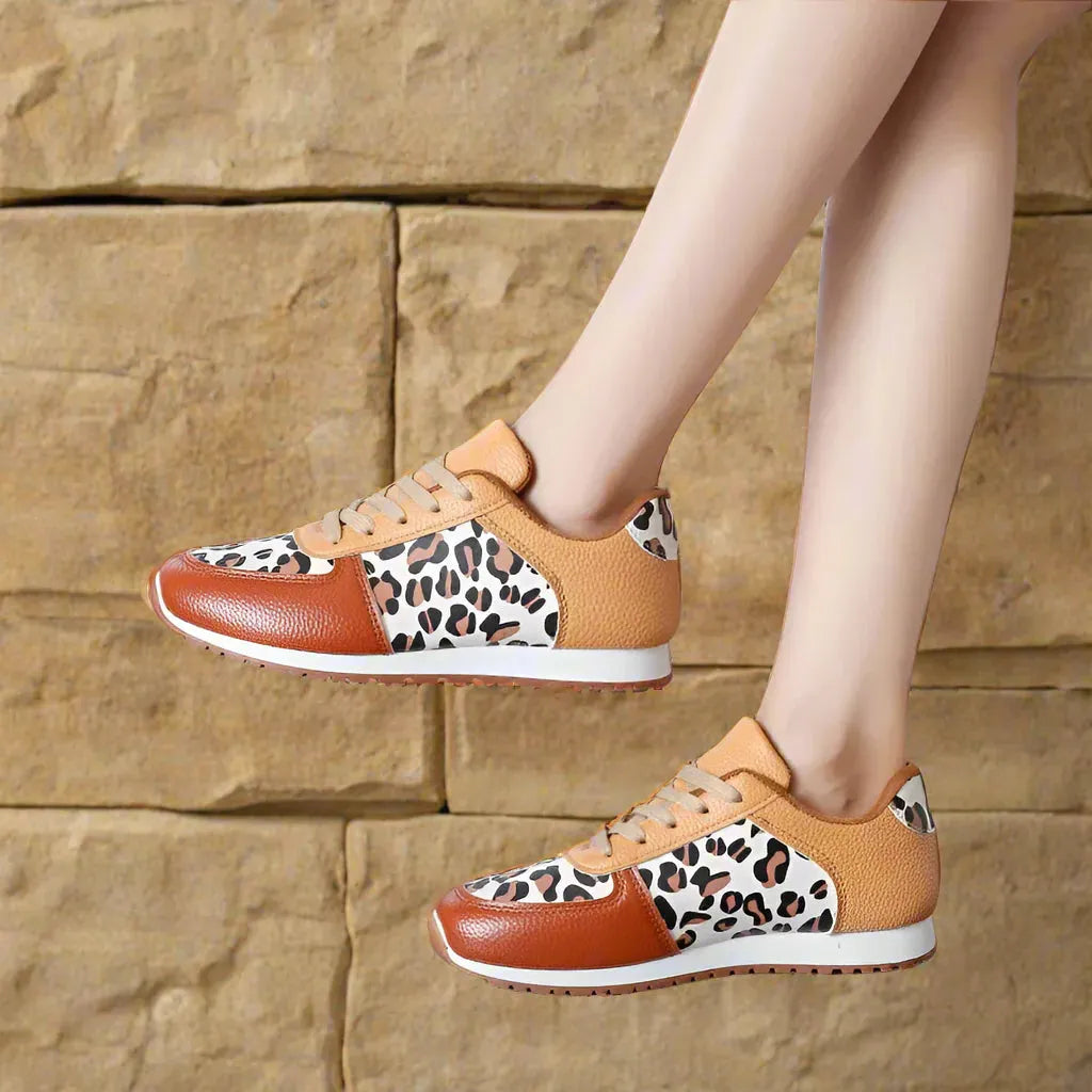Leopard Print Running Shoes for Women - Lightweight Breathable Sneakers for Daily Exercise and Fitness Activities