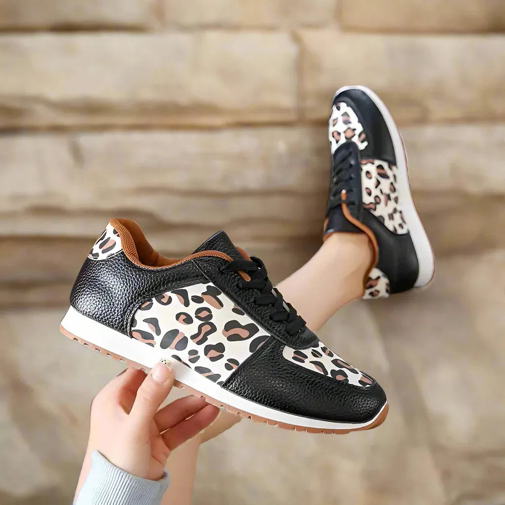 Leopard Print Running Shoes for Women - Lightweight Breathable Sneakers for Daily Exercise and Fitness Activities