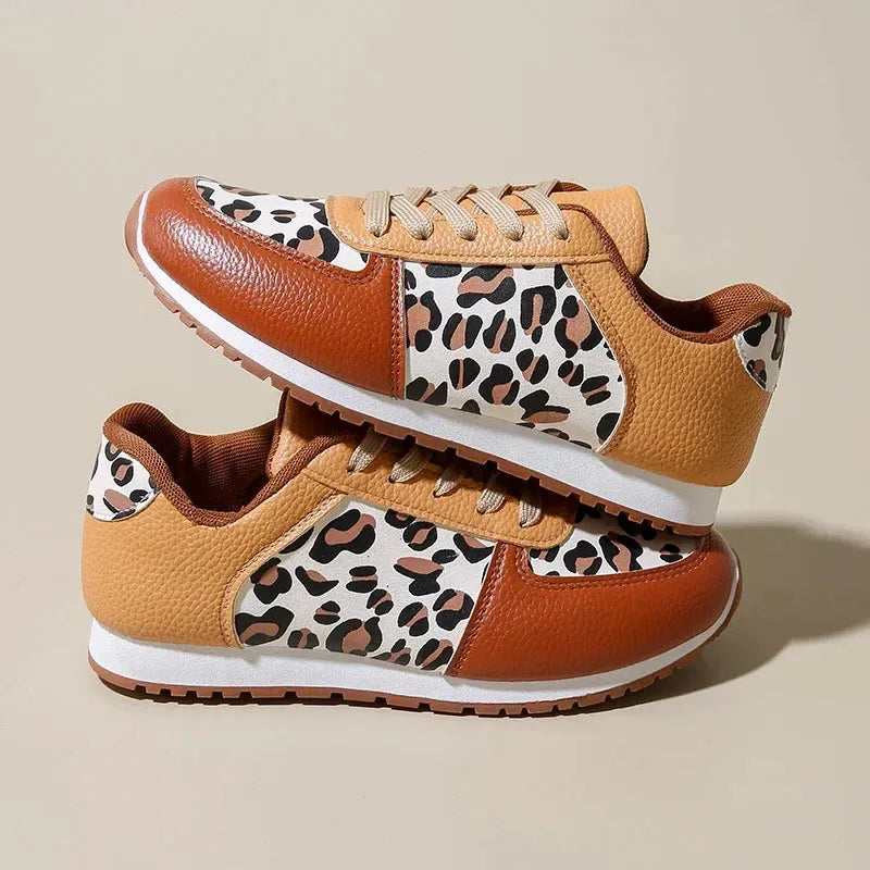 Leopard Print Running Shoes for Women - Lightweight Breathable Sneakers for Daily Exercise and Fitness Activities