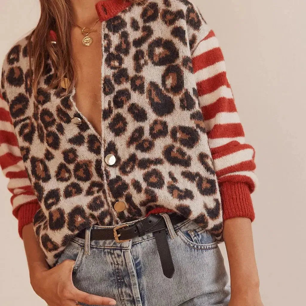 Leopard Striped Women's Top - Soft Fabric, Casual Style, Perfect for Everyday Wear