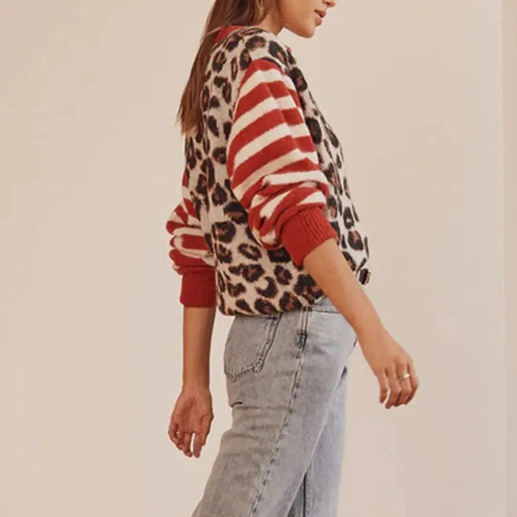 Leopard Striped Women's Top - Soft Fabric, Casual Style, Perfect for Everyday Wear