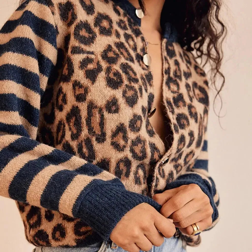 Leopard Striped Women's Top - Soft Fabric, Casual Style, Perfect for Everyday Wear