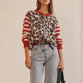 Leopard Striped Women's Top - Soft Fabric, Casual Style, Perfect for Everyday Wear